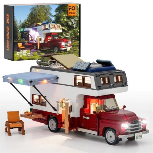 Bộ đồ chơi Xe Cắm Trại Lumibricks F9012 giá tốt, phù hợp bé trai 8 tuổi, hộp sản phẩm và mô hình hoàn chỉnh.
