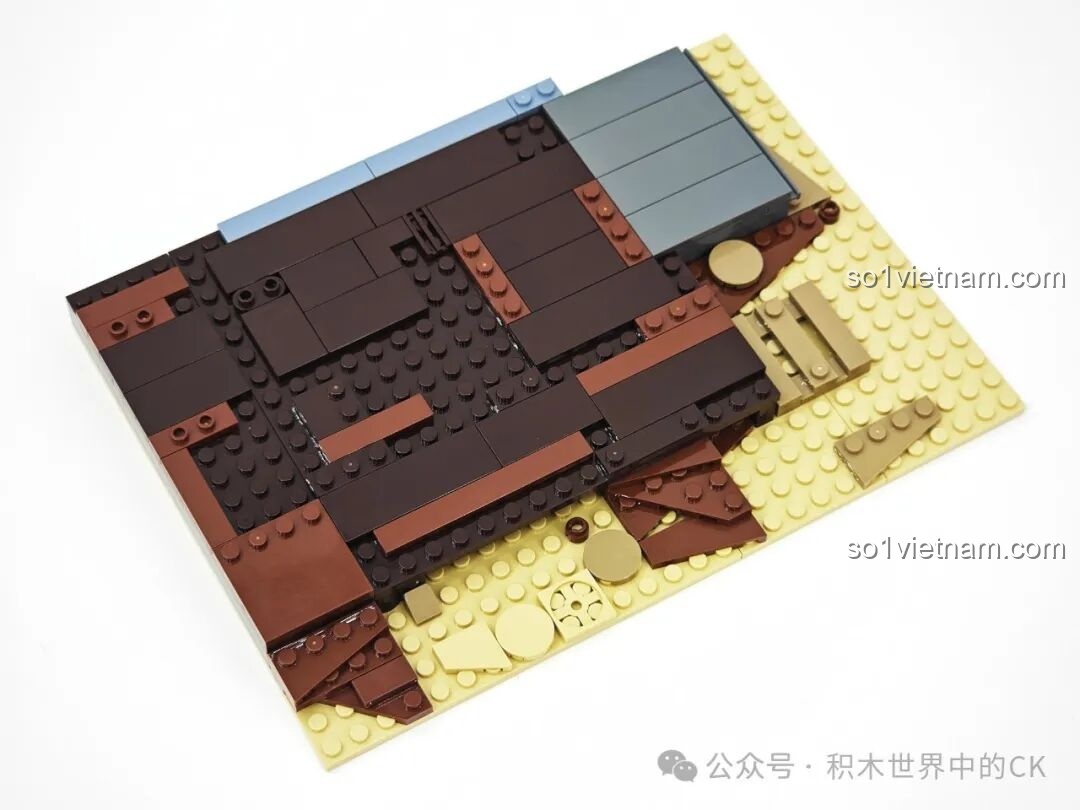 Giai đoạn đầu quá trình lắp ráp bộ FunWhole F9026 Văn phòng Cảnh sát trưởng Miền Tây, xây dựng nền móng.