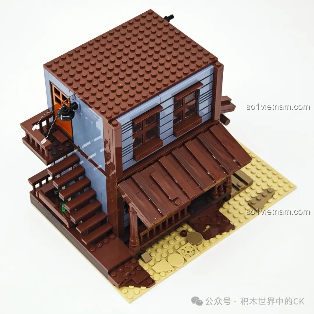 Quá trình lắp ráp bộ FunWhole F9026 Văn phòng Cảnh sát trưởng Miền Tây, hoàn thiện tầng trệt và mái nhà.