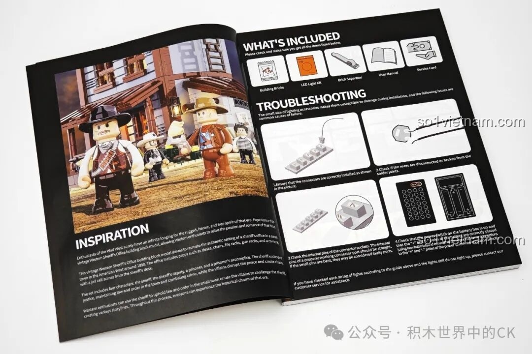 Trang hướng dẫn nội dung và khắc phục sự cố trong sách của bộ FunWhole F9026 Văn phòng Cảnh sát trưởng Miền Tây.