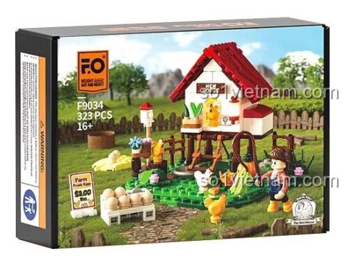 Hộp bộ xếp hình FunWhole F9034 Chuồng Gà Mini, đồ chơi xây dựng chi tiết cao, cho con gái 16 tuổi, tiết kiệm