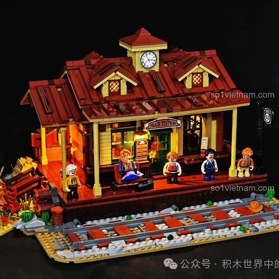 Toàn bộ mô hình tàu hỏa Funwhole F9036 và trạm cấp nước.