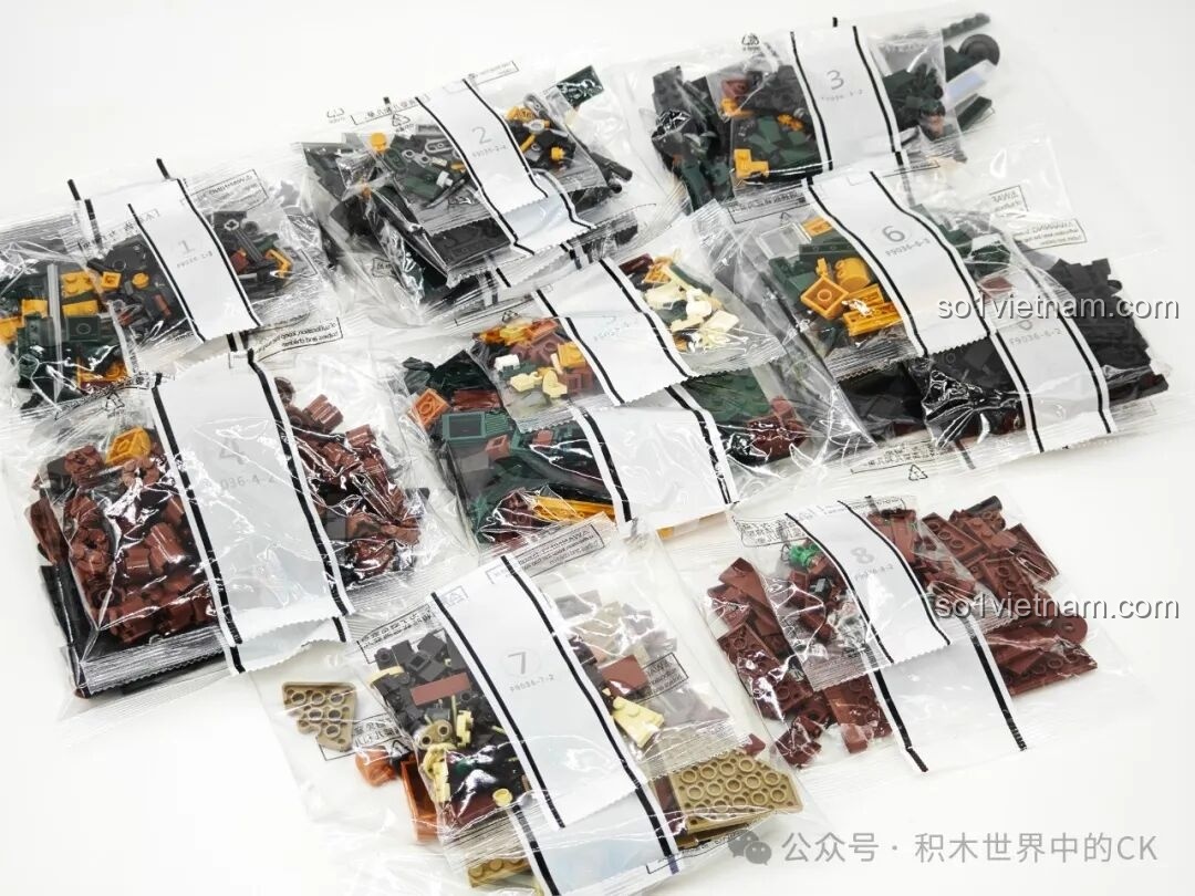 Các túi mảnh ghép được phân loại rõ ràng trong bộ Funwhole F9036.