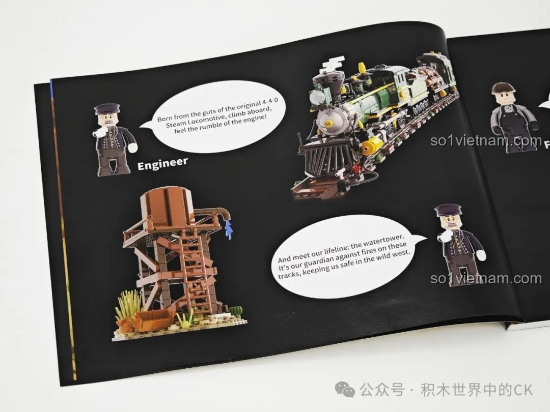 Thông tin về đầu máy hơi nước 4-4-0 trong sách hướng dẫn Funwhole F9036.