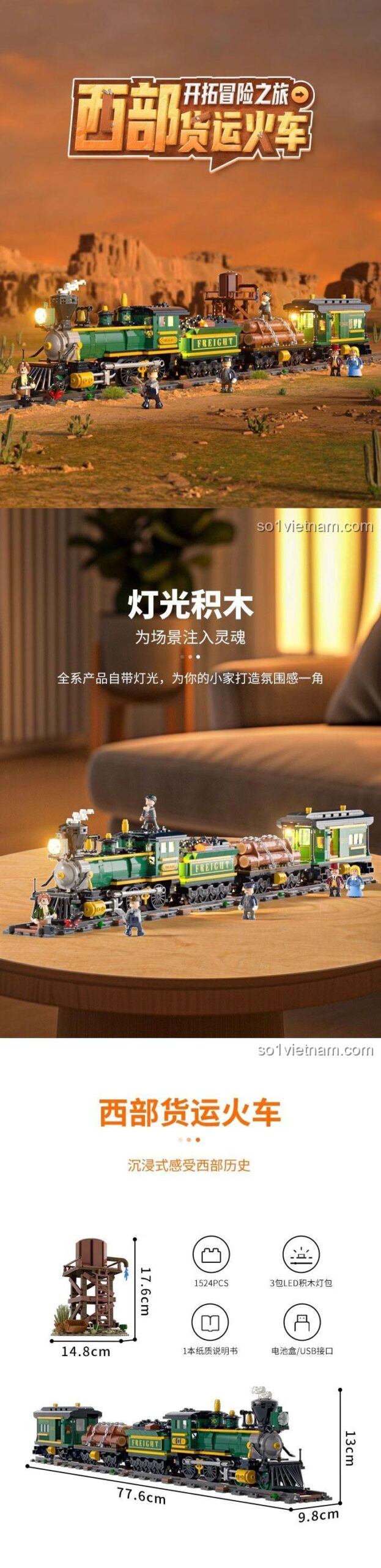 Tàu Hỏa Vận Chuyển Hàng Hóa Miền Tây Funwhole F9036 trên đường ray