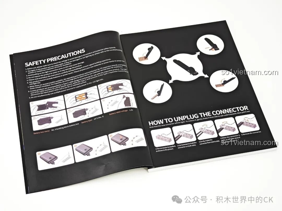 Trang hướng dẫn an toàn và cách tháo lắp dây đèn LED của FunWhole F9042.