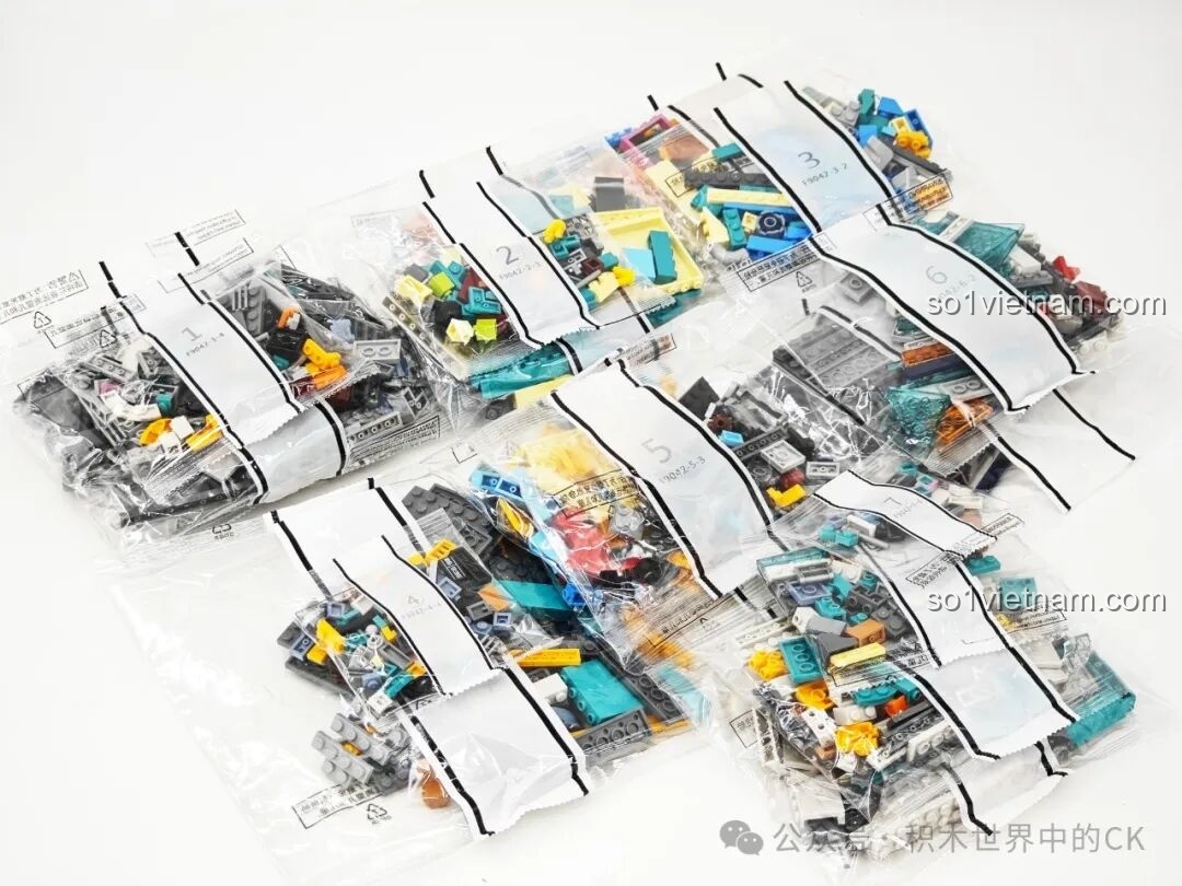 Các túi chi tiết được đánh số từ 1 đến 6 của bộ FunWhole F9042.