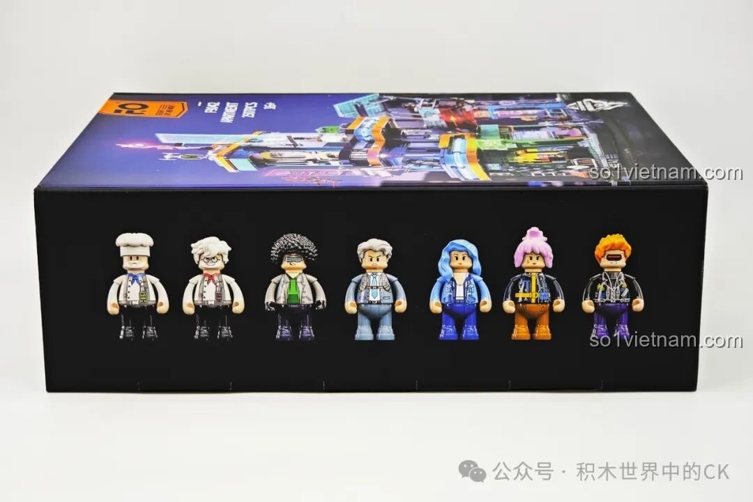 7 minifigures đi kèm bộ lắp ghép FunWhole F9042 Tòa Nhà Căn Hộ Ốc Đảo Neon Thành Phố Cyberpunk.