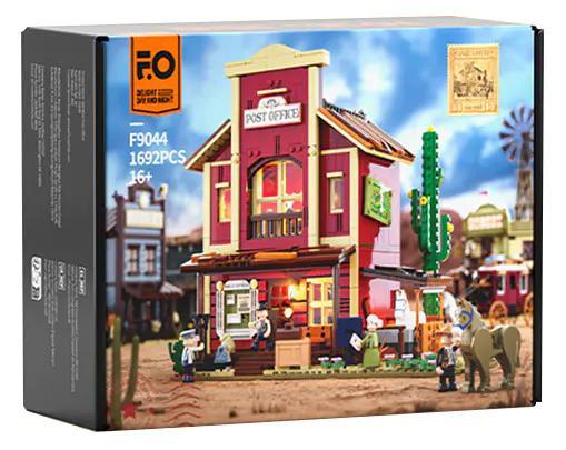 Hộp sản phẩm FunWhole F9044 Bưu điện Miền Tây Cổ với 1692 mảnh ghép, dành cho người lớn 16+ tuổi, mô tả bối cảnh miền Tây hoang dã