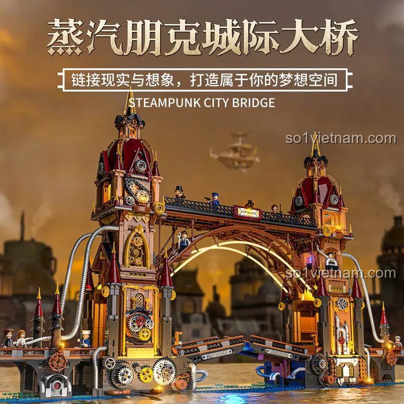 Mô hình Cầu Steampunk FunWhole F9047, thiết kế kiến trúc tinh xảo, 3170 mảnh ghép, đồ chơi mô hình chất lượng cao.