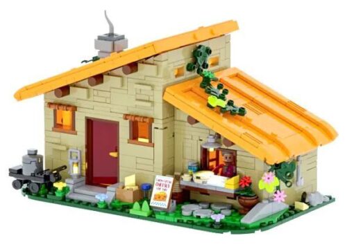 Toàn cảnh bộ lắp ghép Phòng Làm Phô Mai ở Nông Trại FunWhole F9049 trên nền trắng, hiển thị chi tiết kiến trúc ngôi nhà và các phụ kiện xung quanh. Món đồ chơi mô hình giá rẻ cho người lớn 16+.