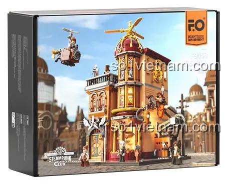 Quảng cáo bộ lắp ghép FunWhole F9050 Câu lạc bộ Hàng không Steampunk, đồ chơi xây dựng phong cách Steampunk, giá trị cao.