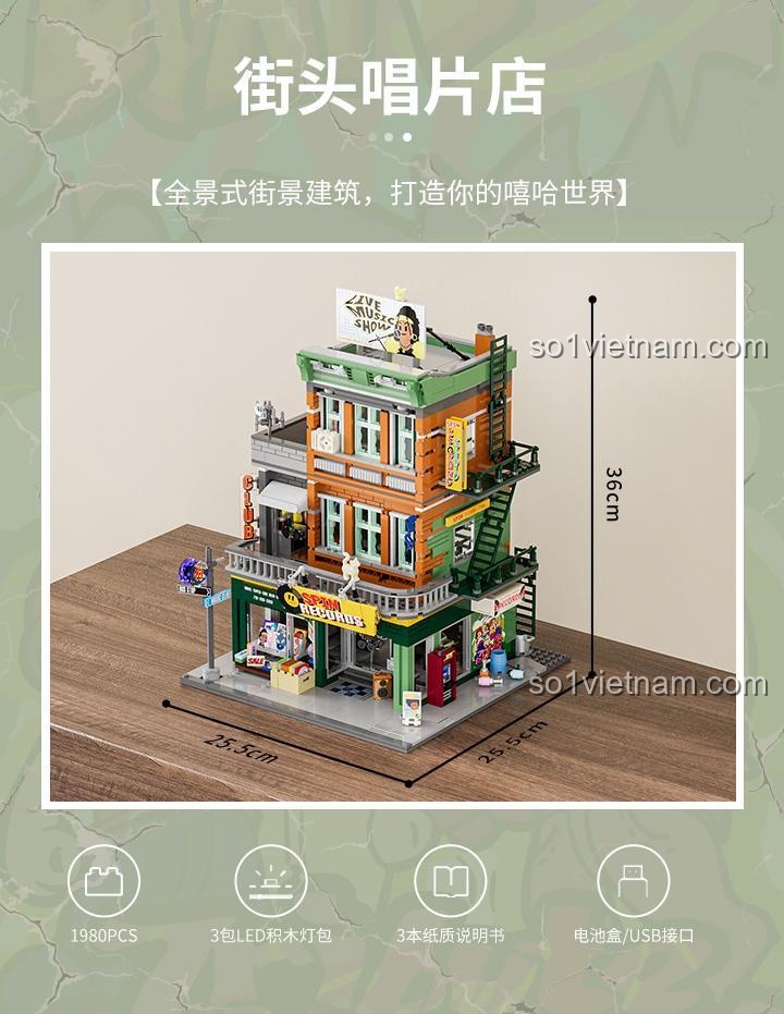 Các gói chi tiết trong hộp Funwhole F9058 Cửa hàng Đĩa Nhạc Phong Cách Mỹ