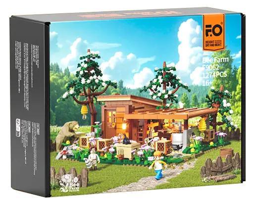 Hộp sản phẩm bộ lắp ghép FUNWHOLE F9062 Trang trại Ong 1274 mảnh, đồ chơi xây dựng mô hình nông trại có đèn LED, phù hợp cho người chơi 16 tuổi trở lên