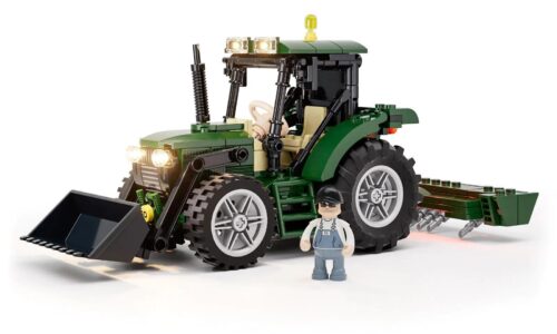 Máy kéo nông trại Funwhole F9205 màu xanh lá có đèn LED, gầu xúc, minifigure, 367 chi tiết, đồ chơi lắp ghép cho bé 8 tuổi