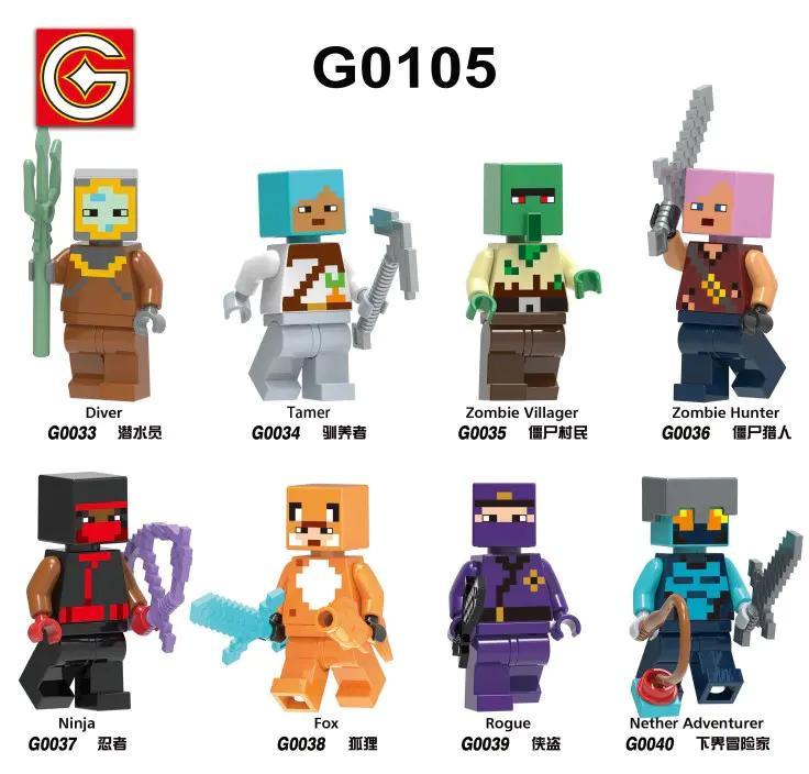 Bộ đồ chơi Minifigure Minecraft G-Brand G0105, 8 nhân vật lắp ghép cho bé trai 6 tuổi, giá tốt.