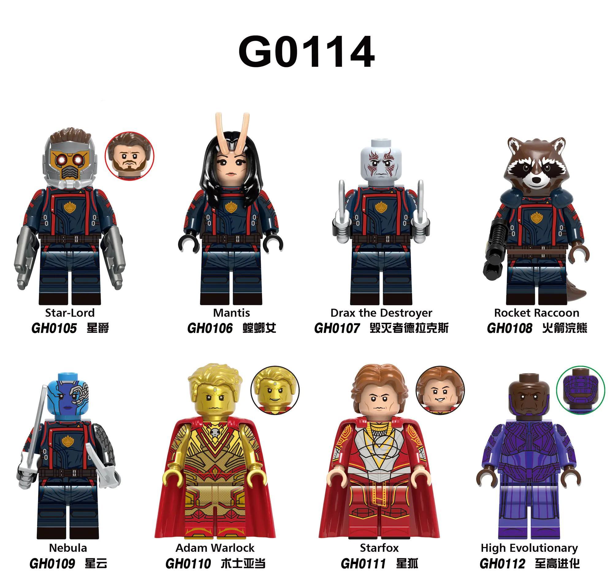 Bộ đồ chơi Vệ Binh Dải Ngân Hà 3 G Brand G0114, bộ 8 minifigures siêu anh hùng Marvel chất lượng cao, phù hợp bé trai 8 tuổi, giá tốt.