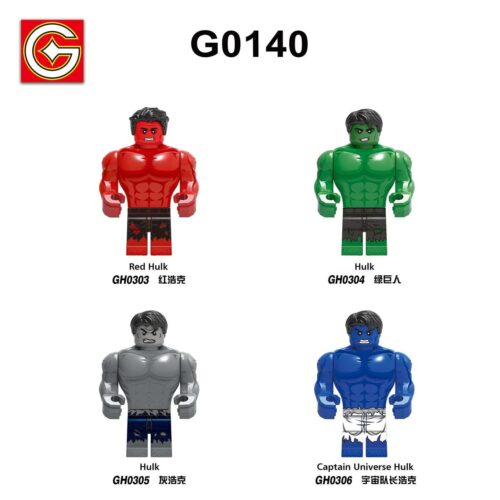 Bộ đồ chơi G Brand G0140 Bộ 4 Minifigure Hulk đa dạng phiên bản, đồ chơi mô hình Người khổng lồ xanh cho bé trai 6 tuổi giá tốt.