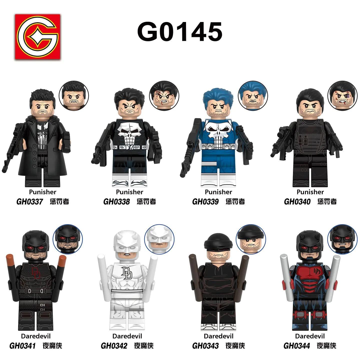 Bộ đồ chơi G Brand G0145 Bộ 8 Minifigures Người Phạt Tội và Hiệp Sĩ Mù giá rẻ cho bé trai 8 tuổi, đồ chơi mô hình nhân vật siêu anh hùng Marvel.
