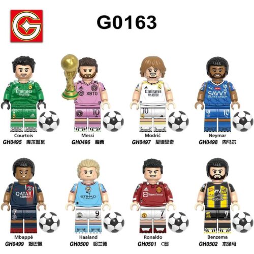 bộ đồ chơi Cầu thủ bóng đá G Brand G0163, bộ 8 minifigures cầu thủ nổi tiếng, tương thích LEGO®, giá rẻ cho bé trai 6 tuổi