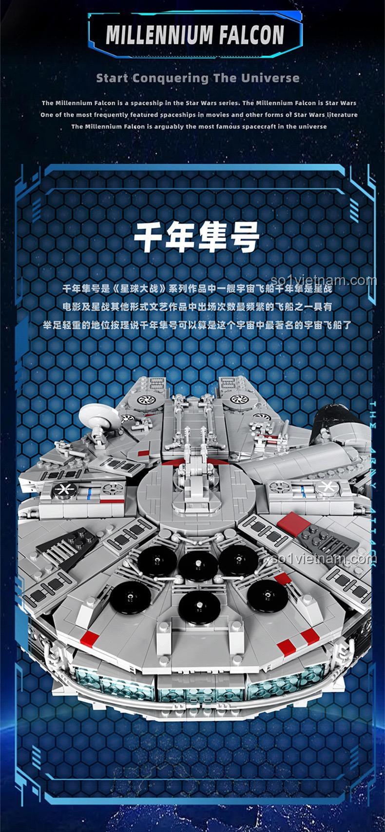 Mô hình Millennium Falcon T2042 của GAO MISI - Góc nhìn từ trên xuống