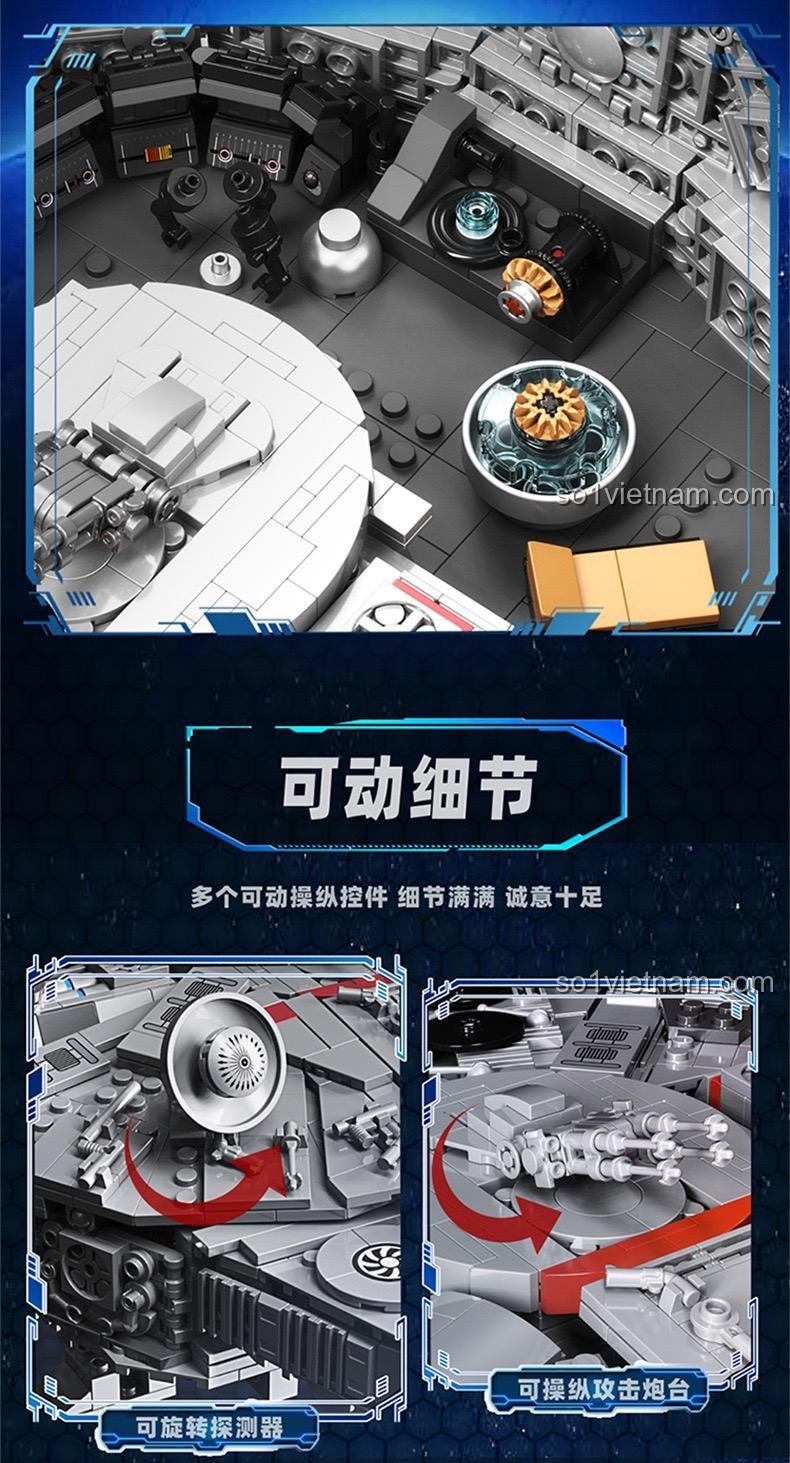 Mô hình Millennium Falcon T2042 của GAO MISI - Chi tiết khoang lái