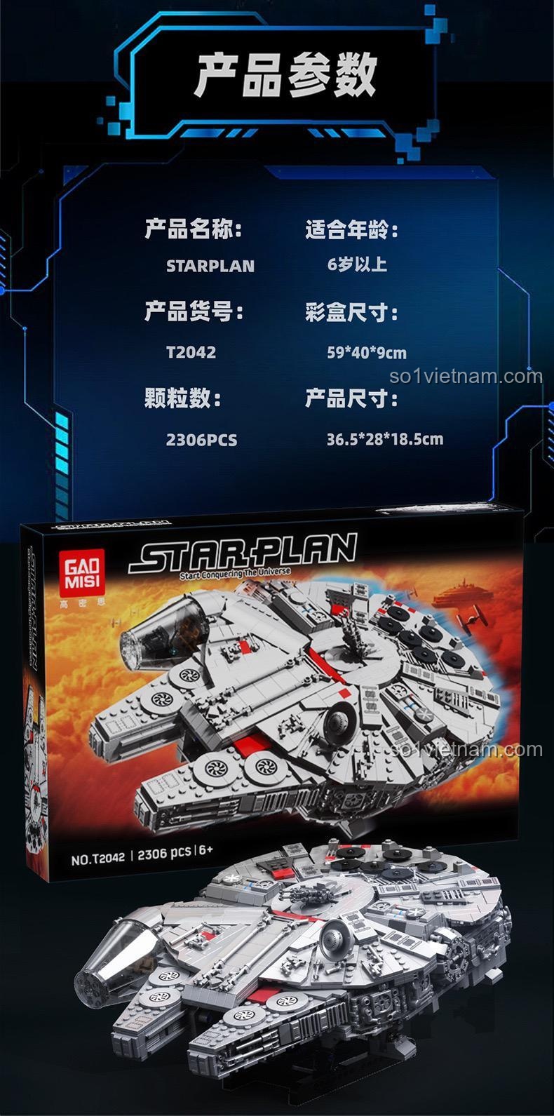 Mô hình Millennium Falcon T2042 của GAO MISI - Chi tiết các bộ phận có thể cử động