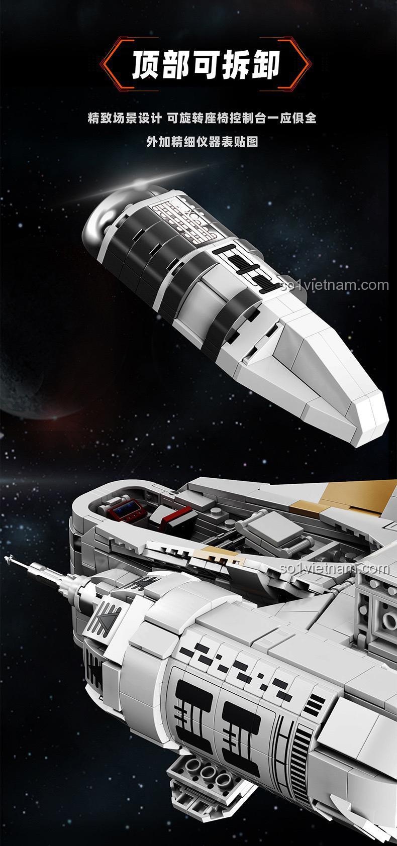 Chi tiết mô hình Tàu con thoi Razor Crest Starplan T2043 2248 mảnh ghép, đồ chơi xây dựng Star Wars cho bé trai 6 tuổi
