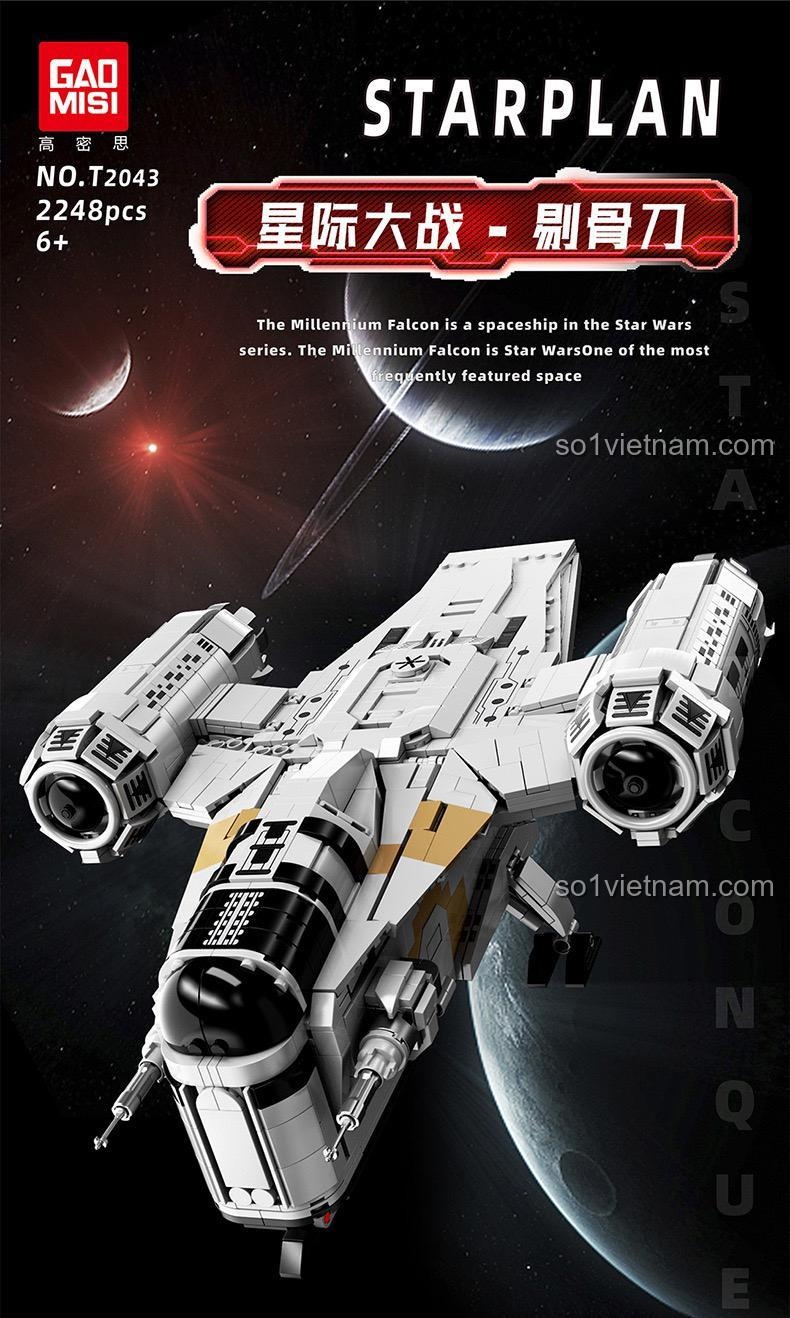 Mô hình Tàu con thoi Razor Crest Starplan T2043 2248 mảnh ghép, đồ chơi xây dựng Star Wars cho bé trai 6 tuổi