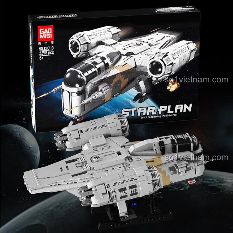 Mô hình Tàu con thoi Razor Crest Starplan T2043 2248 mảnh ghép, đồ chơi xây dựng Star Wars cho bé trai 6 tuổi