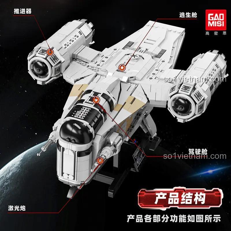 Mô hình hoàn thiện Tàu con thoi Razor Crest Starplan T2043 2248 mảnh ghép, đồ chơi xây dựng Star Wars cho bé trai 6 tuổi