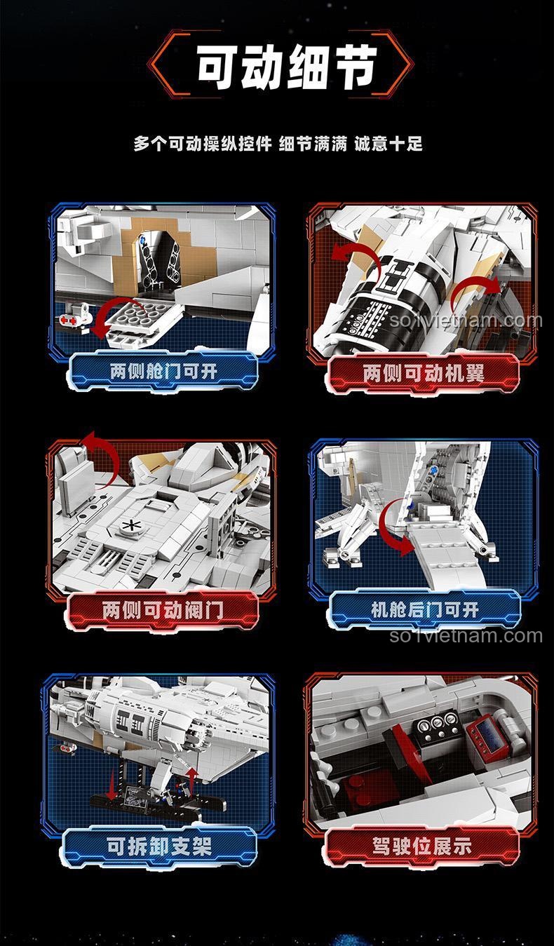 Mô hình Tàu con thoi Razor Crest Starplan T2043 2248 mảnh ghép, đồ chơi xây dựng Star Wars cho bé trai 6 tuổi