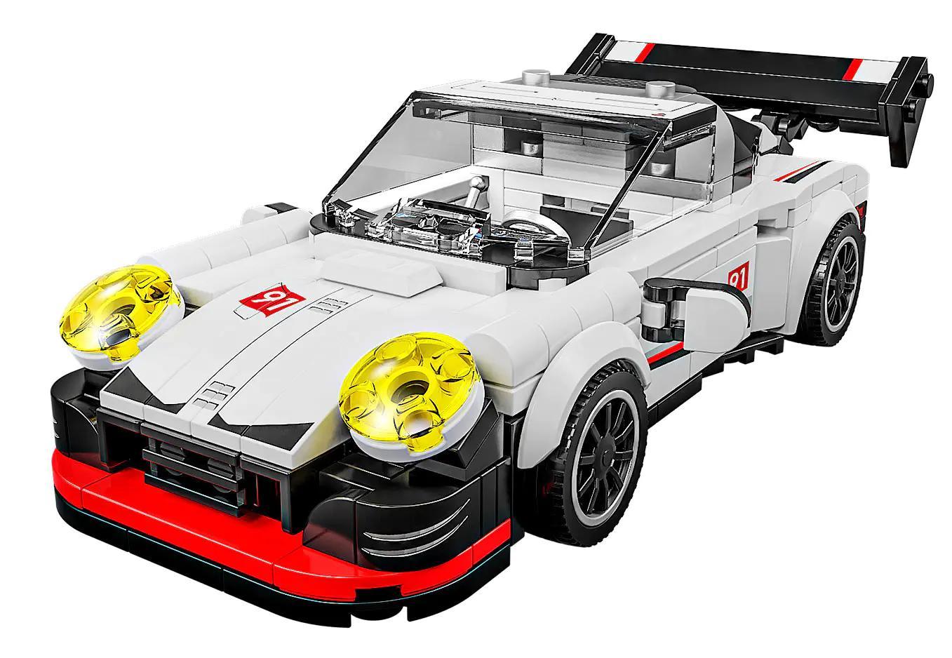 Mô hình xe Porsche T1076 màu trắng, đỏ, đen, có cánh gió, đèn vàng, tỉ lệ 1:17.3, 341 mảnh ghép, đồ chơi lắp ráp cho bé 6 tuổi, GAOMISI