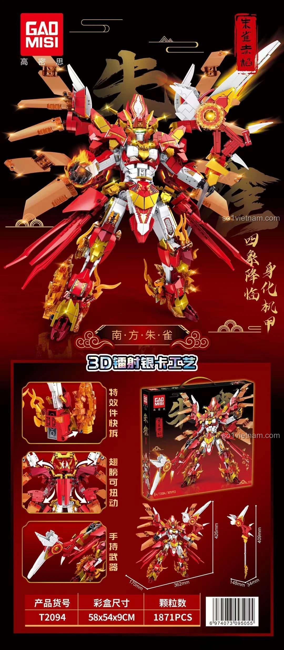 Robot Phương Nam Chu Tước GAOMISI T2094 lắp ráp 1871 mảnh