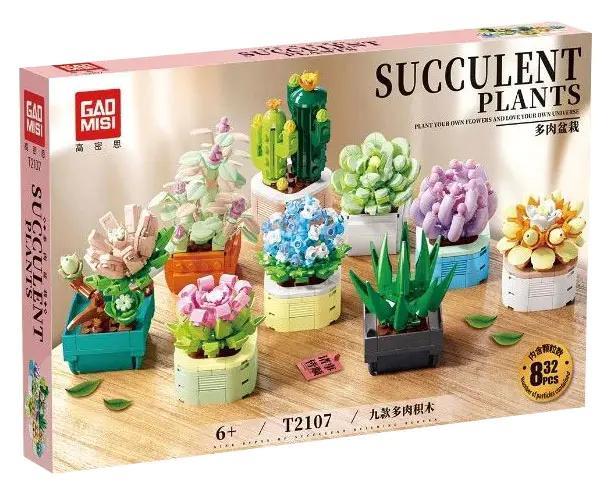 Bộ lắp ghép Cây mọng nước GAOMISI T2107 cho bé 6 tuổi, mô hình thực vật sáng tạo, trang trí nhà cửa giá tốt