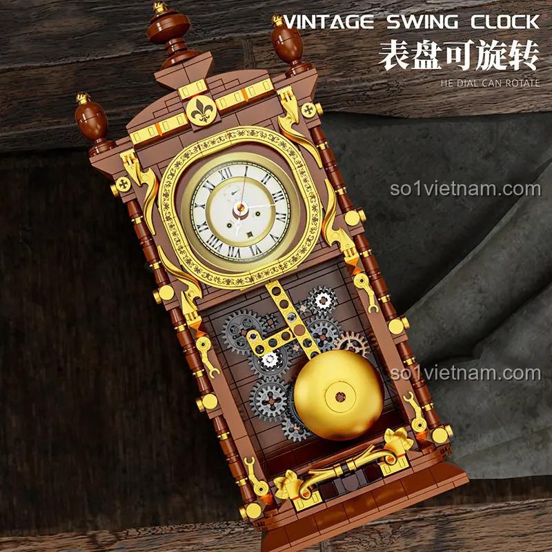 Các mảnh ghép của đồ chơi mô hình Đồng hồ để bàn phong cách retro T2109, đồ chơi trí tuệ cho bé.