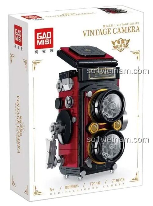 Hộp sản phẩm đồ chơi mô hình Gaomisi T2110 Máy ảnh Vintage, món quà giá tốt cho người yêu nhiếp ảnh.