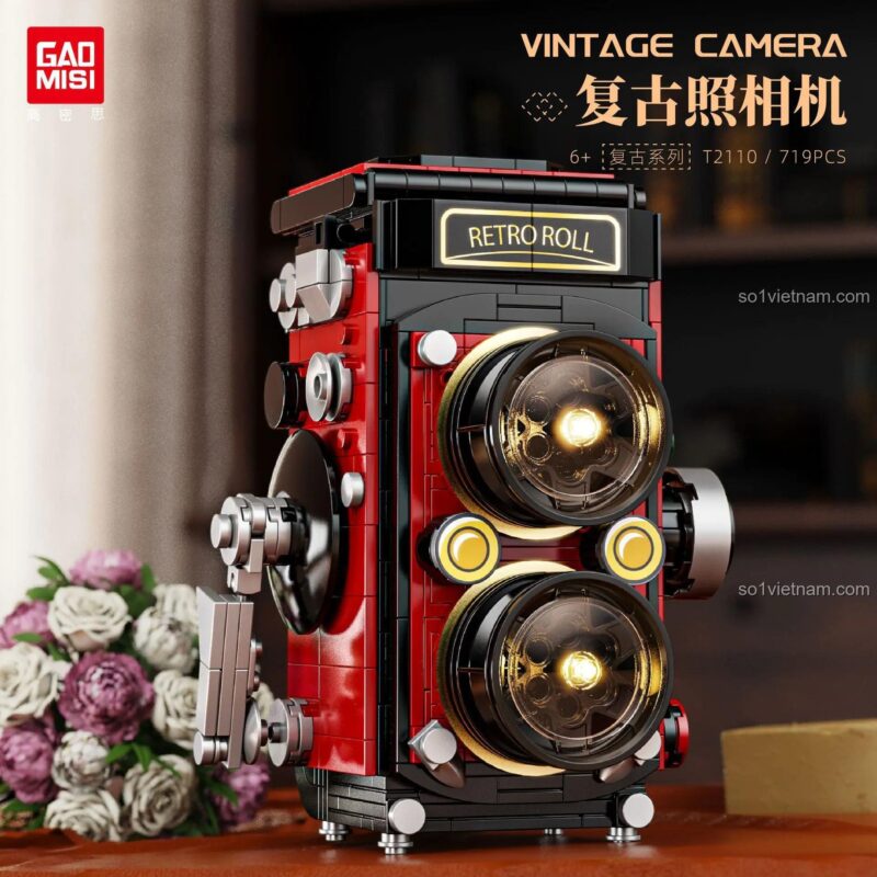 Mô hình Máy ảnh Retro T2110 của Gaomisi dùng để trang trí bàn làm việc, một bộ xếp hình độc đáo và sáng tạo.