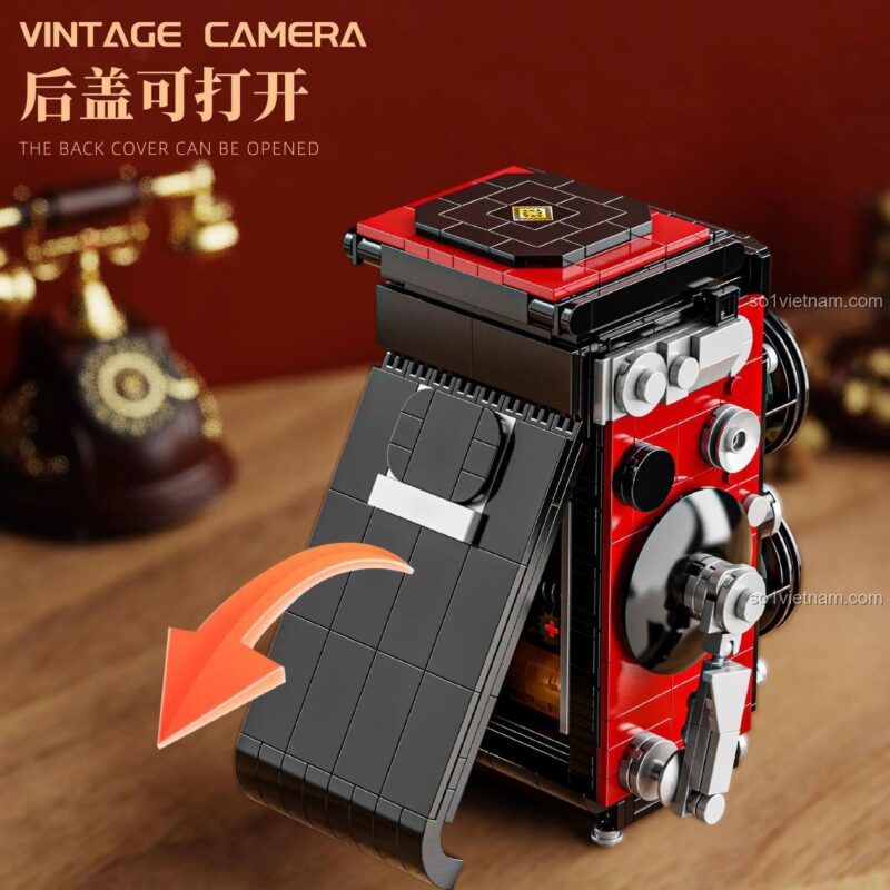 Nắp lưng của bộ xếp hình Gaomisi T2110 có thể mở ra, thể hiện sự chi tiết và tinh xảo của sản phẩm.