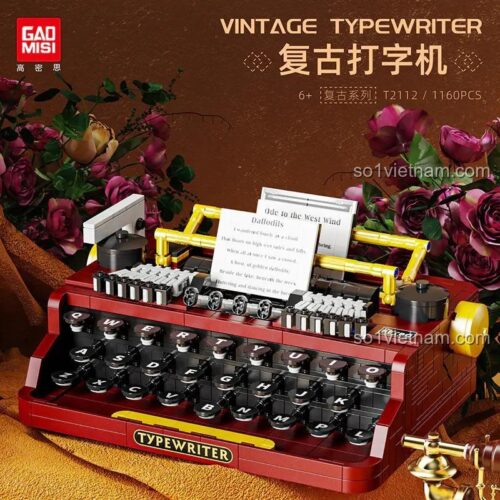 Hộp sản phẩm đồ chơi mô hình GAOMISI T2112 Máy Đánh Chữ Cổ Điển, bộ xếp hình chất lượng cao cho trẻ 6 tuổi, giá tiết kiệm.