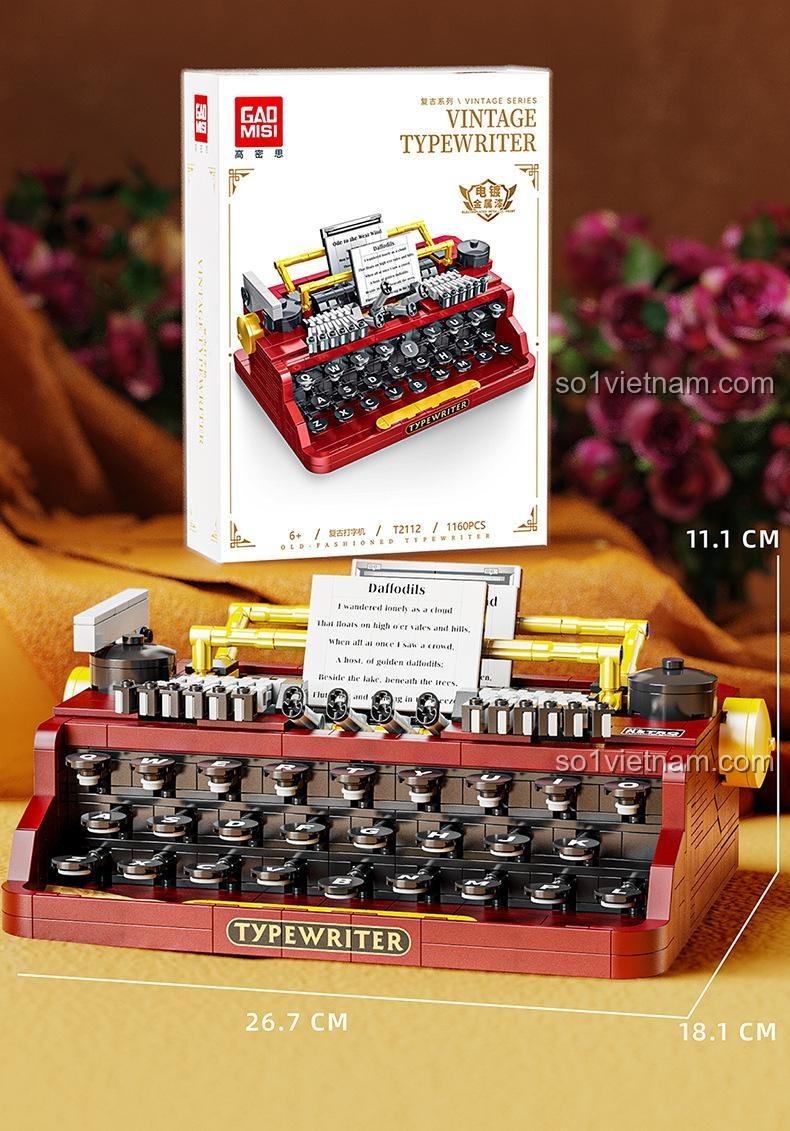 Kích thước mô hình đồ chơi giáo dục 2112 Máy Đánh Chữ Cổ Điển, bộ lắp ghép GAOMISI T2112 cho trẻ 6 tuổi, giá tốt.