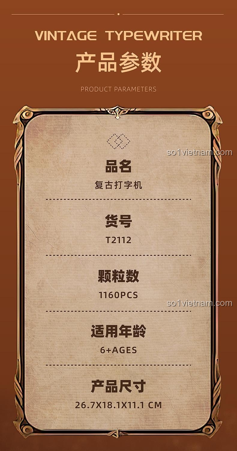 Thông số sản phẩm bộ đồ chơi GAOMISI T2112 Máy Đánh Chữ Cổ Điển, đồ chơi giáo dục cho trẻ 6 tuổi, giá hời.