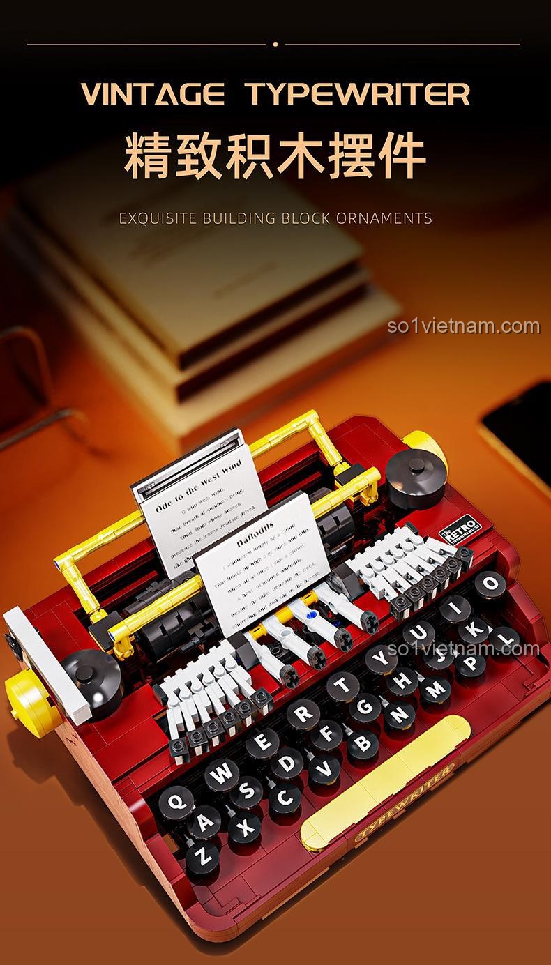 Đồ chơi lắp ghép Máy Đánh Chữ Cổ Điển GAOMISI T2112, vật trang trí tinh xảo, phù hợp bé trai, bé gái 6 tuổi, giá bình dân.