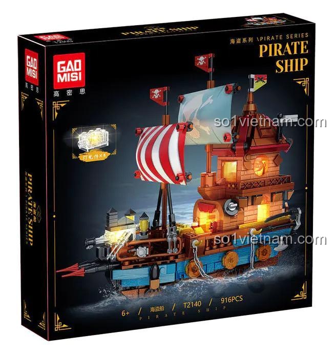 Hộp bộ lắp ghép GAOMISI T2140 Tàu Cướp Biển, đồ chơi lắp ráp mô hình thuyền hải tặc 916 mảnh, chất lượng cao, tiết kiệm cho bé trai.