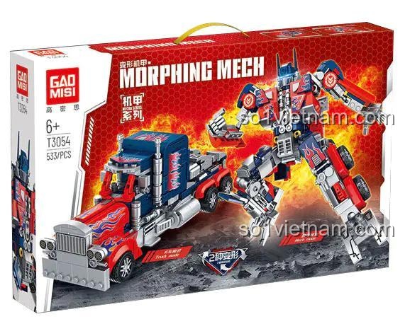 Hộp sản phẩm bộ lắp ghép GAOMISI T3054 Optimus Prime, đồ chơi mô hình biến hình máy móc cho bé trai 6 tuổi, 533 mảnh ghép, giá tốt