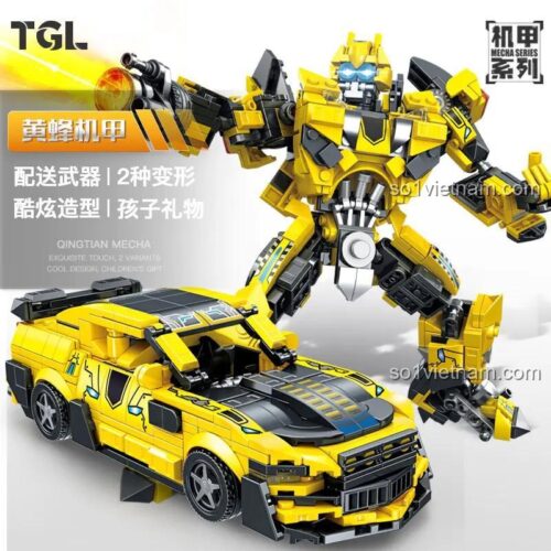 Robot Ong Vàng Biến Hình GAOMISI T3055, đồ chơi mô hình robot biến hình, 534 mảnh ghép, 2 dạng biến hình, kèm vũ khí, cho bé trai 6 tuổi