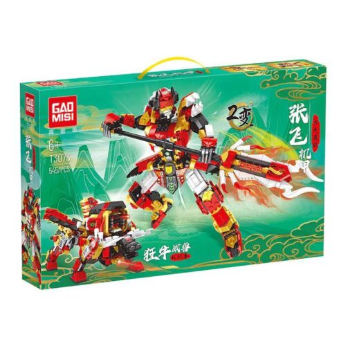 bộ lắp ghép Cỗ Máy Trương Phi GAOMISI T3073 cho bé trai 6 tuổi, giá tốt, hộp sản phẩm với robot và quái thú biến hình.