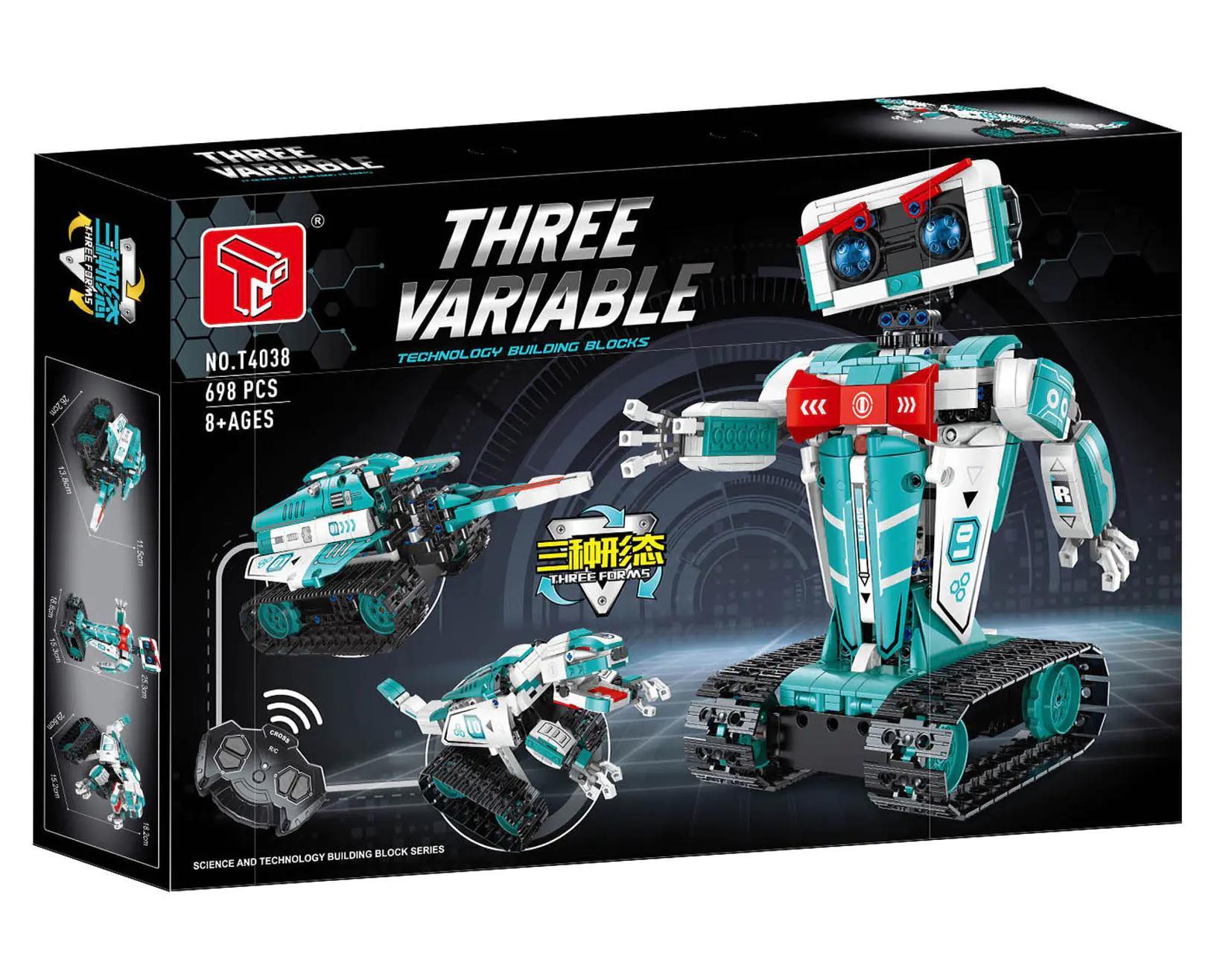 Bộ lắp ghép GAOMISI T4038 Robot Biến Hình 3 Dạng, 698 Mảnh Ghép, Điều Khiển Từ Xa, Đồ Chơi Giáo Dục STEM Cho Bé Trai 8 Tuổi