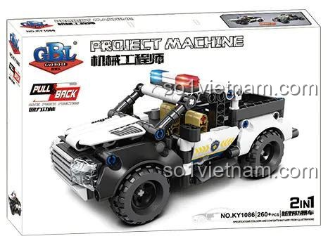 Hộp đồ chơi lắp ráp GBL KY1086 Xe Chống Bạo Động Địa Hình, bộ lắp ghép 260 mảnh, có động cơ kéo lùi, chất lượng cao, giá tốt.