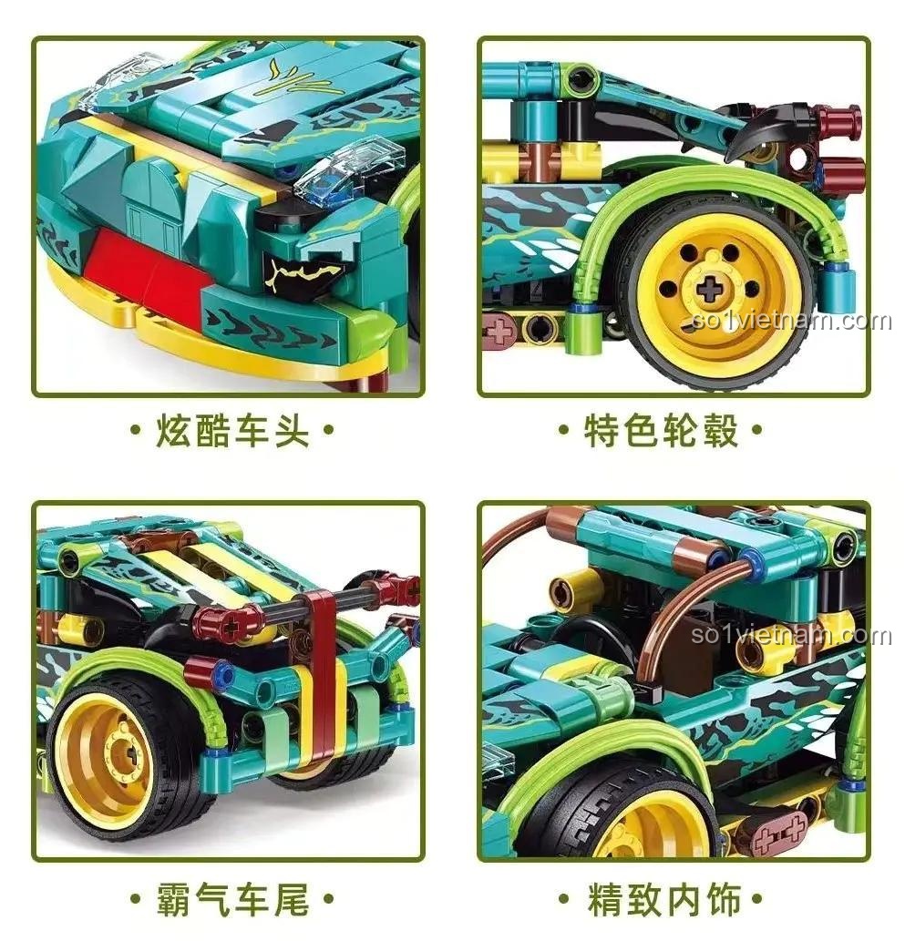 Siêu xe Đốm Xanh Ngọc KY1097, bộ lắp ghép Xe Đua Đốm Xanh Ngọc giá rẻ cho bé trai 6 tuổi